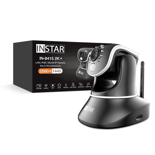 INSTAR IN-8415 2K+ schwarz - LAN/PoE/WLAN Überwachungskamera mit KI (AI) - steuerbare IP Kamera - WPA3-2,4 und 5Ghz WiFi - Verwendung im Innenbereich