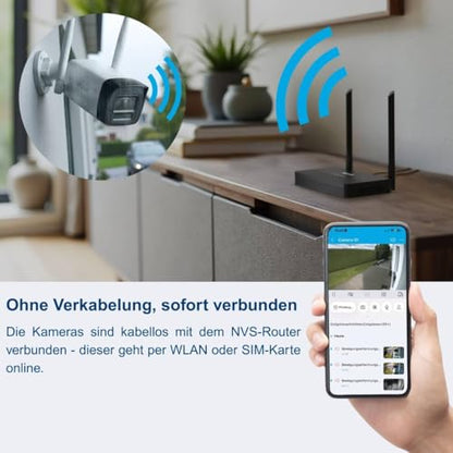 HiLook WLAN Überwachungskamera Set Außen | 2X 4 MP Bullet Kameras | WiFi NVS mit Micro-SD-Slot | Outdoor Kamera Komplettset | Menschen- &