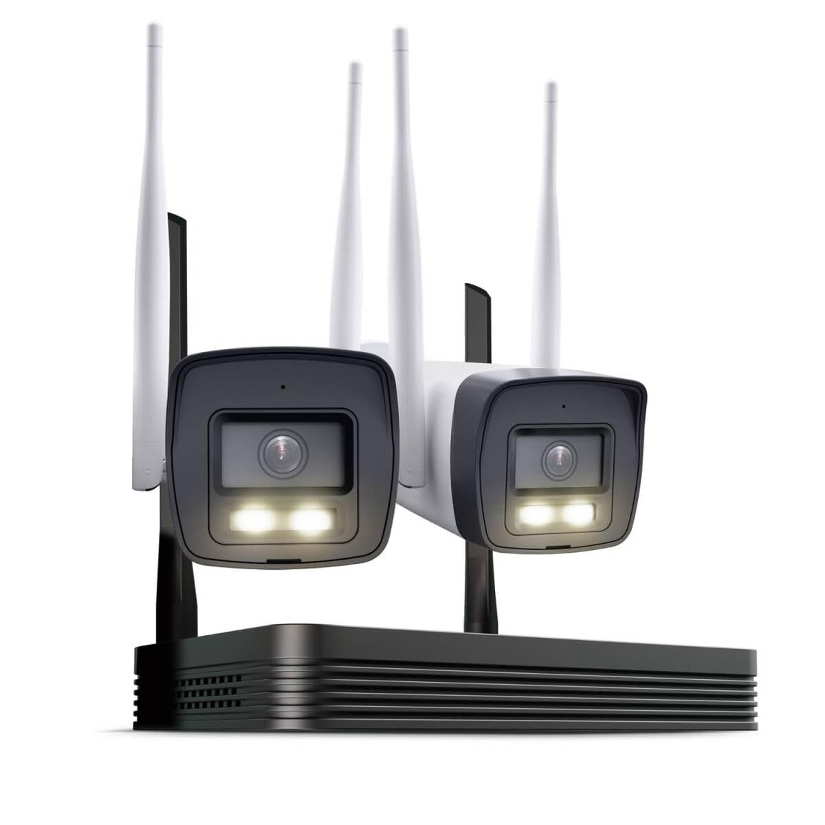 HiLook WLAN Überwachungskamera Set Außen | 2X 4 MP Bullet Kameras | WiFi NVS mit Micro-SD-Slot | Outdoor Kamera Komplettset | Menschen- &