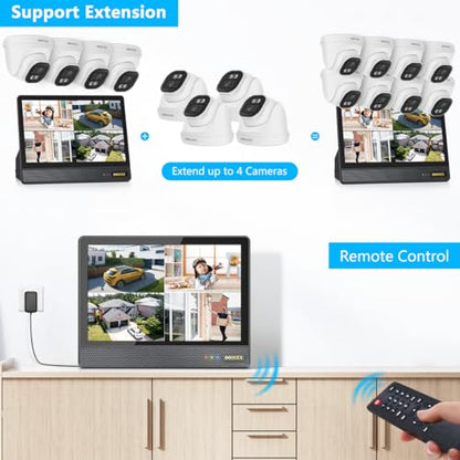 (4K/8.0 Megapixel & 130° Ultra Weitwinkel) mit Audio PoE Dome Outdoor Home Security Camera System, Wired Outdoor Überwachung IP Kameras All-in-One