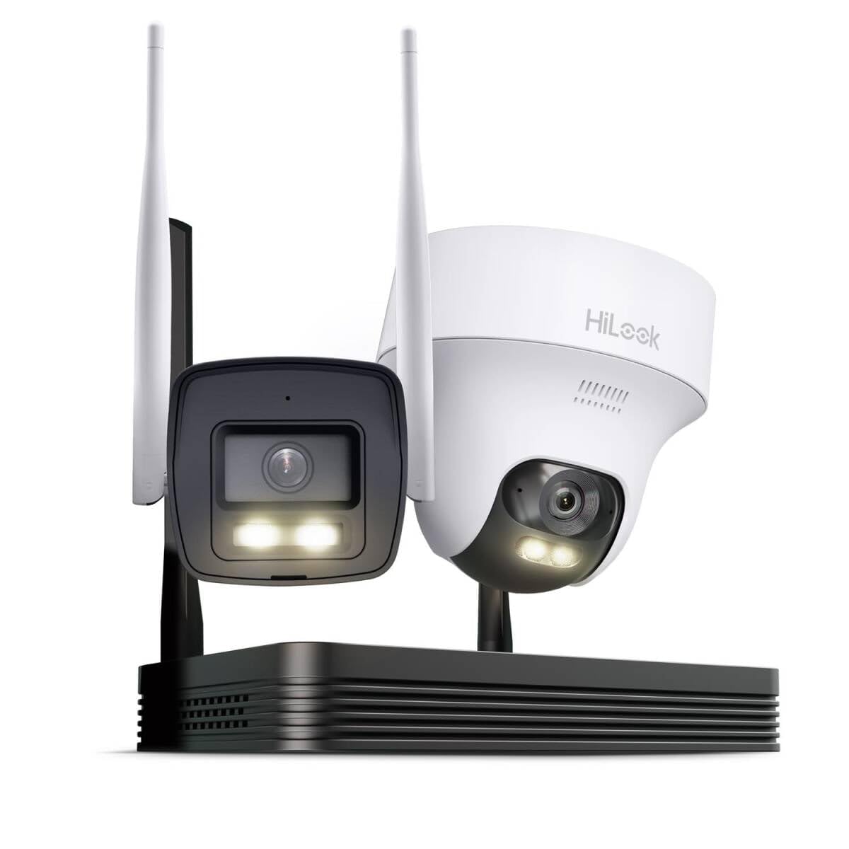 HiLook WLAN Überwachungskamera Set Außen | 2X 4 MP Bullet Kameras | WiFi NVS mit Micro-SD-Slot | Outdoor Kamera Komplettset | Menschen- &