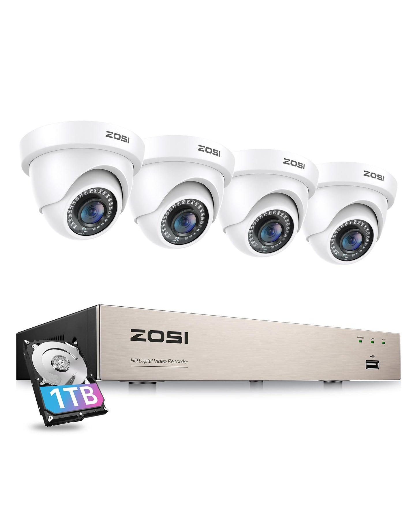 ZOSI C296 5MP 3K PoE PT Zusatzkamera für den Außenbereich, KI-Gesichtserkennung und Sirenenenalarm, Sternenlicht-Nachtsicht, Auto-Track, Flutlichter