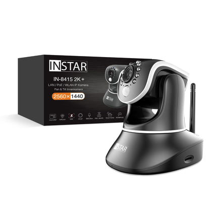 INSTAR IN-8415 2K+ schwarz - LAN/PoE/WLAN Überwachungskamera mit KI (AI) - steuerbare IP Kamera - WPA3-2,4 und 5Ghz WiFi - Verwendung im Innenbereich