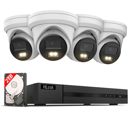 HiLook WLAN Überwachungskamera Set Außen | 2X 4 MP Bullet Kameras | WiFi NVS mit Micro-SD-Slot | Outdoor Kamera Komplettset | Menschen- &